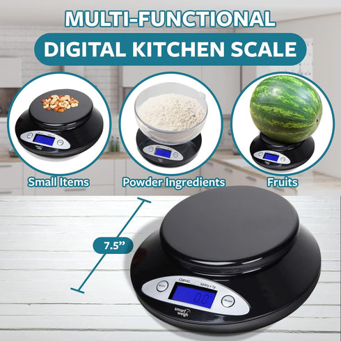Smart Weigh Food Kitchen Scale with Bowl,11lb x 0.1oz / 5000 x 1grams, Digital Weight Scale for Baking,Cooking